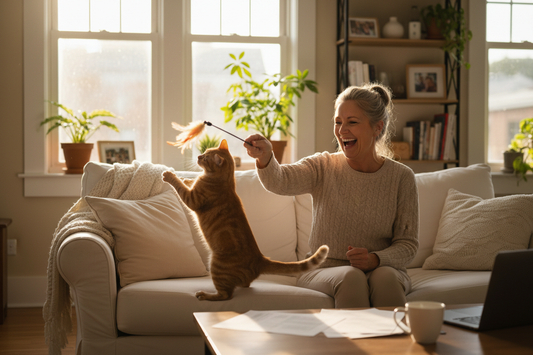 Indoor cat enjoying ten minutes of daily play