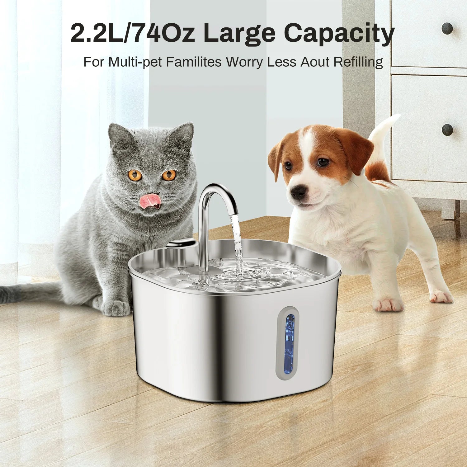 PureFlow™ cat fountain with flowing filtered water