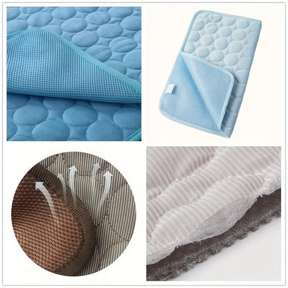 Close-up collage of CoolNest quilted surface, mesh backing, and padded layers