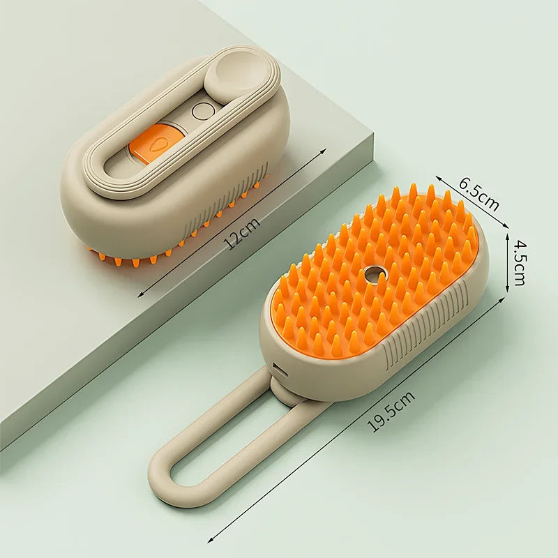 Cat hair remover brush with soft mist grooming support