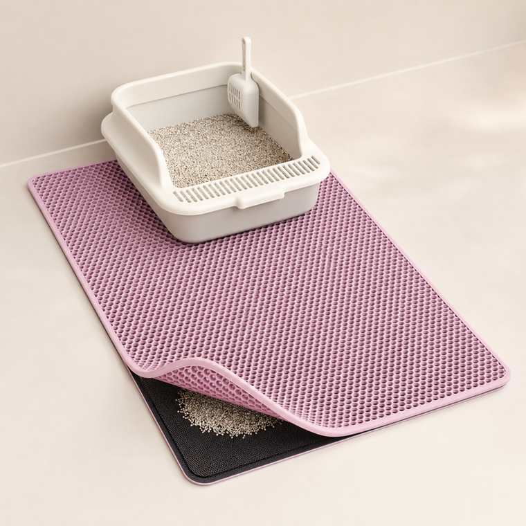 Pink LitterLock honeycomb trapping mat showing its double-layer design