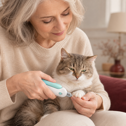 PawPerfect manual nail clipper used carefully on the clear nail tip