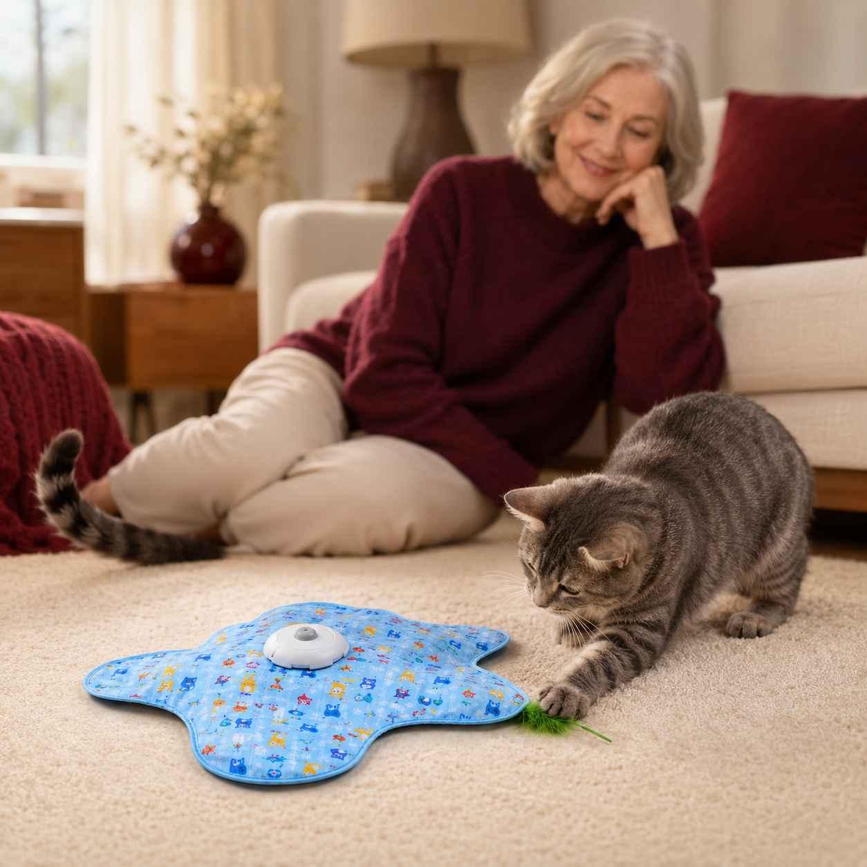 PeekyPounce hidden-motion cat toy used during supervised play
