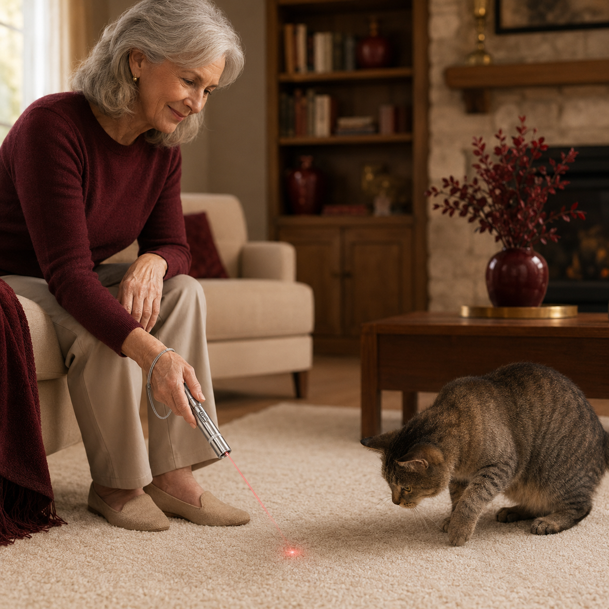 PounceBeam cat play pen aimed safely at the floor during supervised play